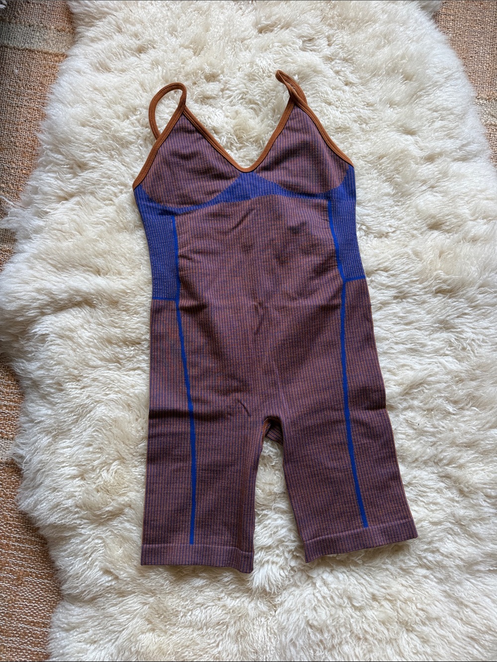 Nagnata Brown Jumpsuit with Blue and Orange Trim